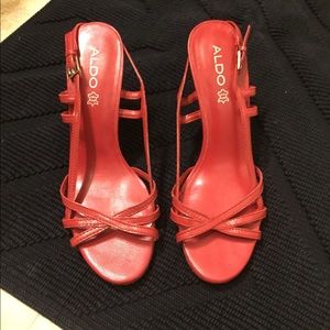 ALDO red wedge sandal