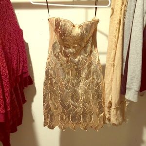 BEBE gold dress