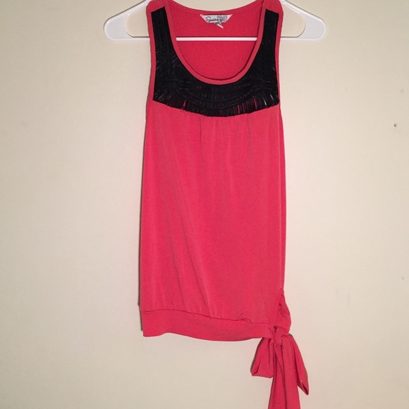 Dark orange and black tank