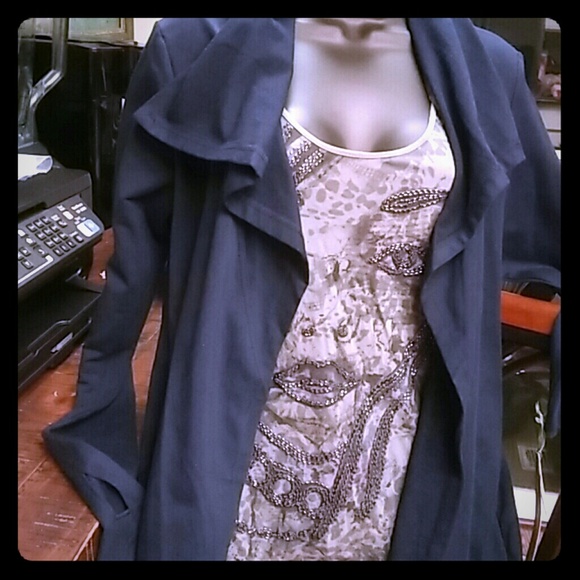 Green tea Marine blue wrap jacket