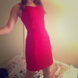 VTG Red sweetheart cut custom made midi dress
