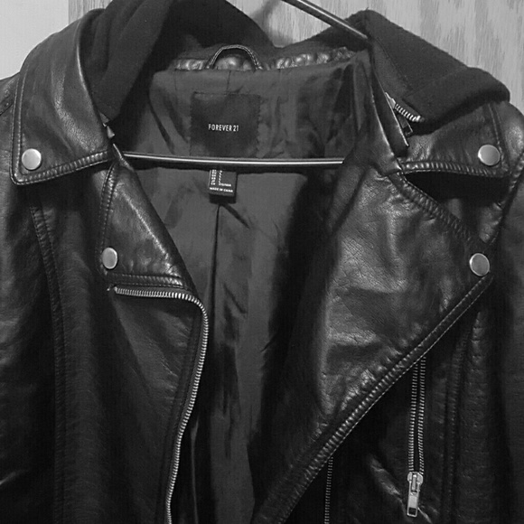 Hooded biker jacket