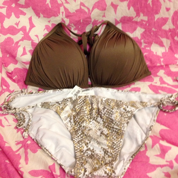 Olive Green and Gold Snakeskin Old Navy Bikini