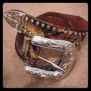 Camo leather bling belt never worn!