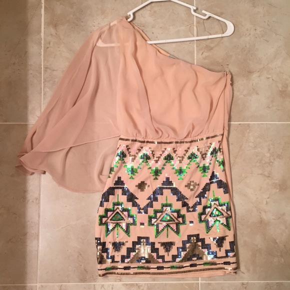 Dresses & Skirts - Aztec Sequin One-Shoulder Mini Dress