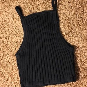 Black knit crop top