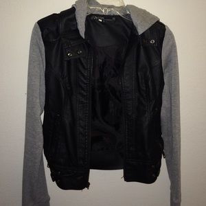 Leather jacket Hoodie
