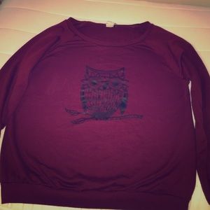 Long sleeve maroon owl sweater