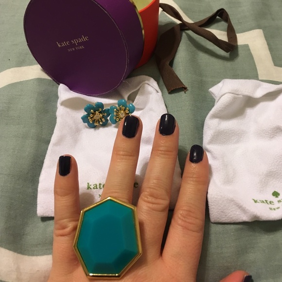 Beautiful turquoise Kate Spade earrings and ring!! - Picture 3 of 3