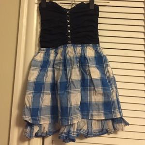 Strapless Abercrombie Blue Plaid Summer Dress