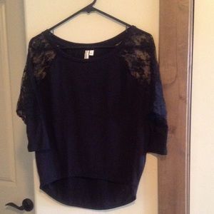 Black top with lace arms