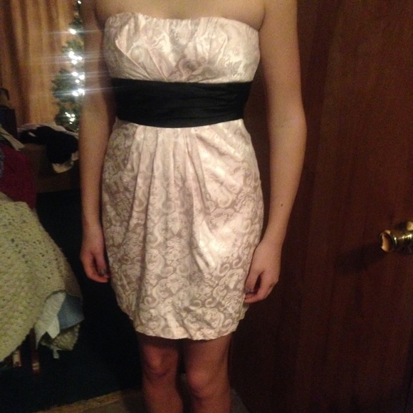 Strapless pink brocade cocktail dress-Speechless