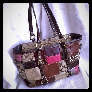 COACH Holiday Patchwork Tote