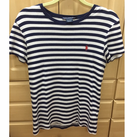 Blue & White Striped Ralph Lauren Sport Tee