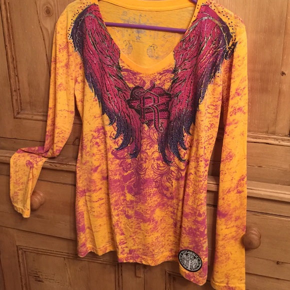 Rock & Roll Cowgirl studded shirt adorable Large