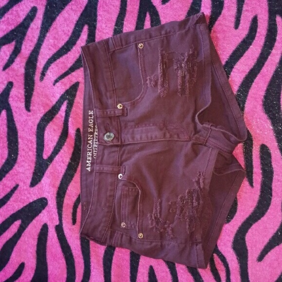 Ripped Burgundy Shorts