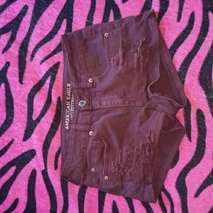 Ripped Burgundy Shorts