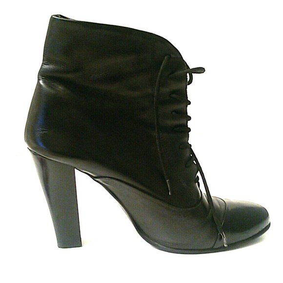Real leather black booties