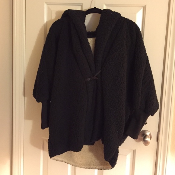 black faux Sherpa hoodie