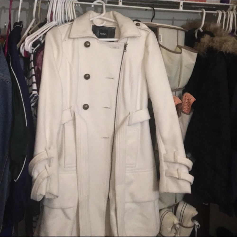 Double Breasted White PeaCoat