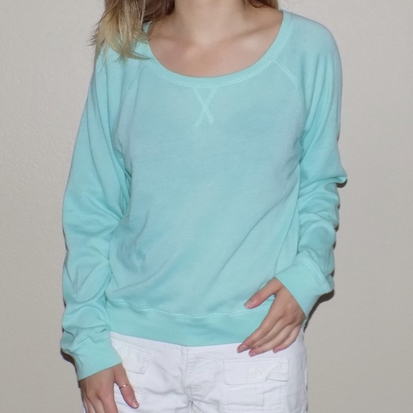 Forever 21 Sweaters - Forever XII Teal Crew Neck Cropped Long Sleeve Tee