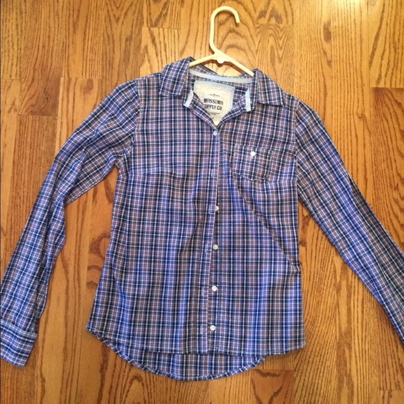 Mossimo red, white, and blue plaid button down - Picture 1 of 2