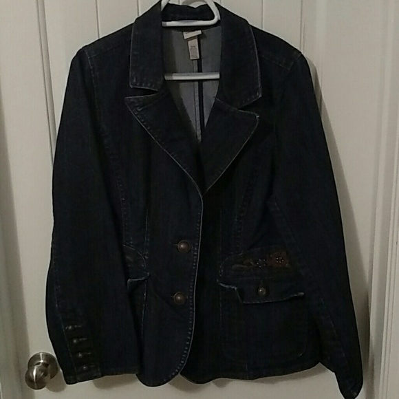 Embroidered Dark Wash Jean Blazer