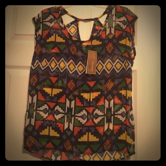 Tribal print sheer blouse