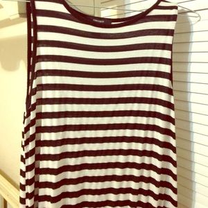 Black and white striped dress.