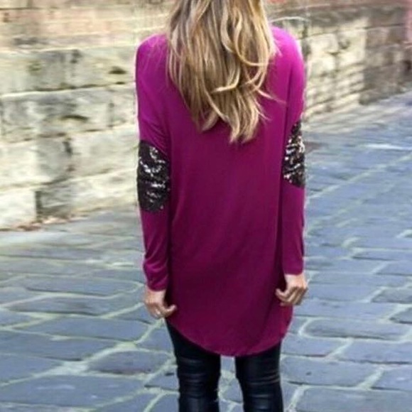 Boutique top with sparkly elbow patches