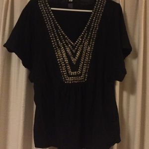 H&M embellished neckline top