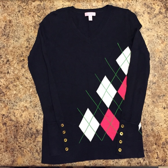 Lilly argyle navy sweater