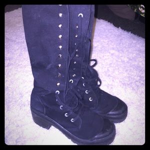 Black laced up boots