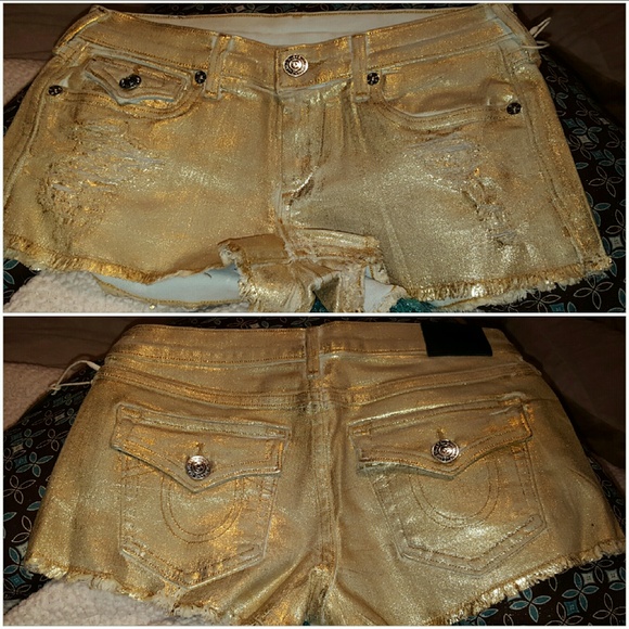 True Religion GOLD Joey Cut Off Shorts