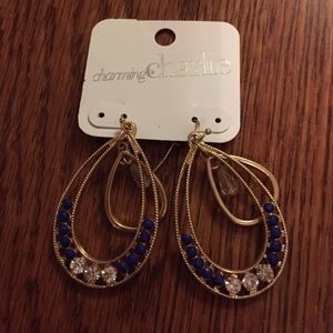 Charming Charlie blue and gold earrings