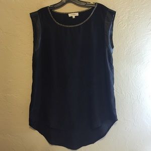 Black pleather sleeve top