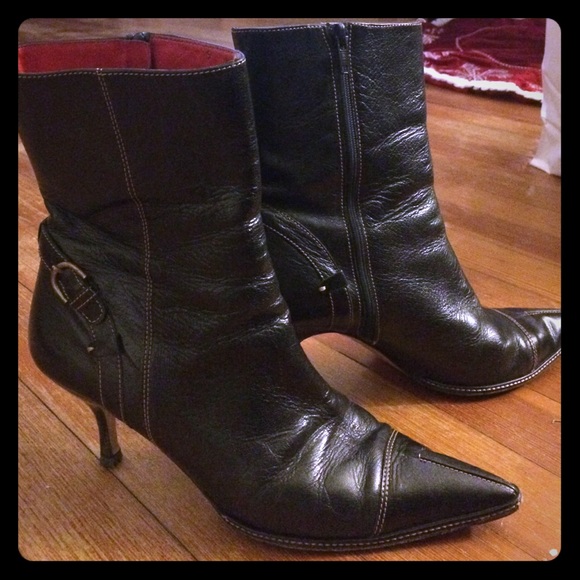 Coach black leather booties