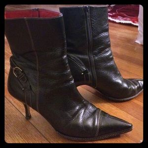 Coach black leather booties