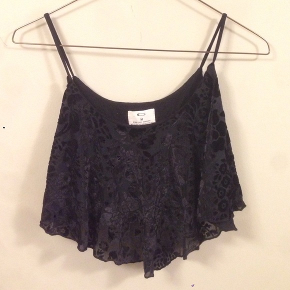 Pins and Needles Velvet Burnout Flowy Cropped Tank