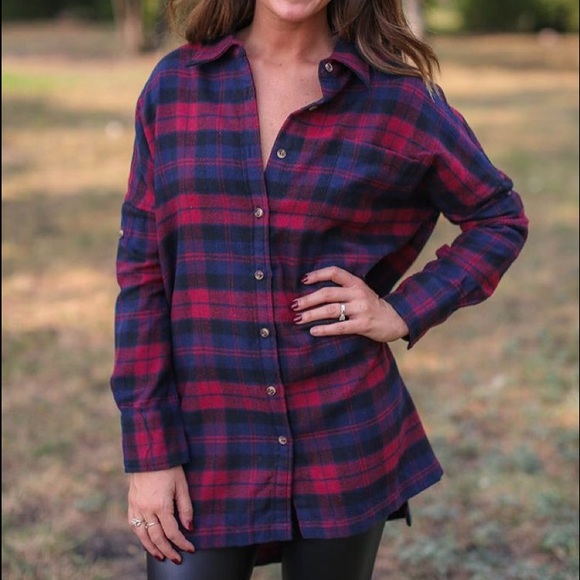Tops - Boyfriend flannel tunic