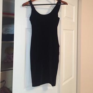 Black velvet dress with open back