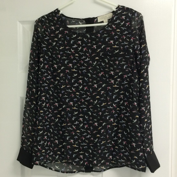 Sparrow print long sleeve top