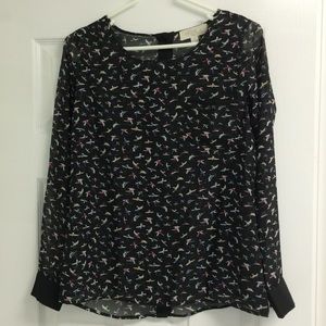 Sparrow print long sleeve top