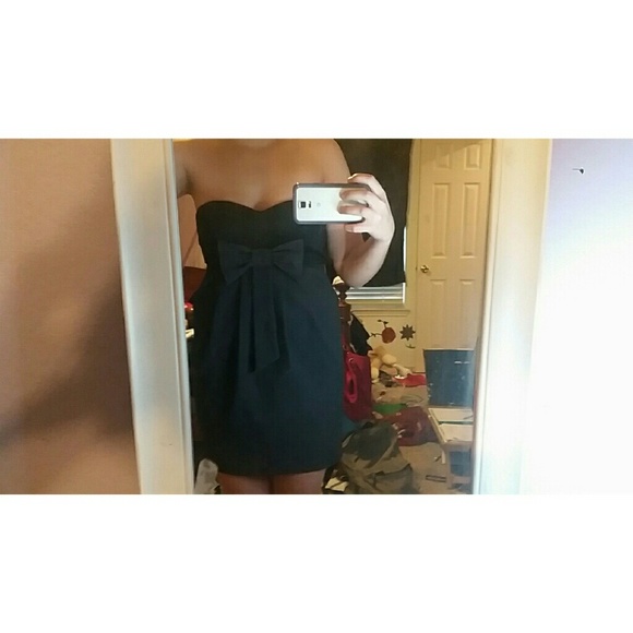 Black and Grey Strapless Bow Dress