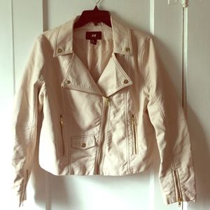 FLASH SALE Cream Leather Jacket