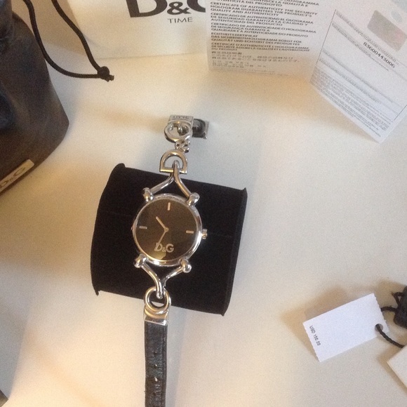 D&G Flock stainless steel leather strap watch