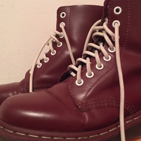 Maroon Dr. Martens with White Laces