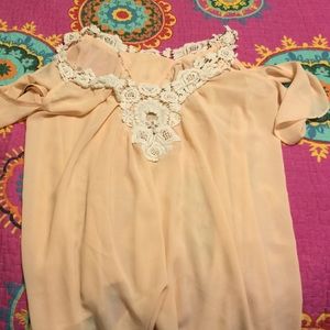 Light pink off the shoulder top.