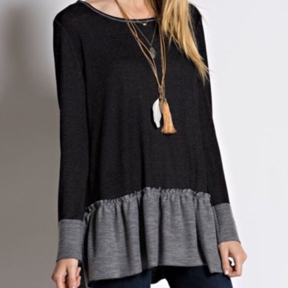 Tops - black/gray tunic