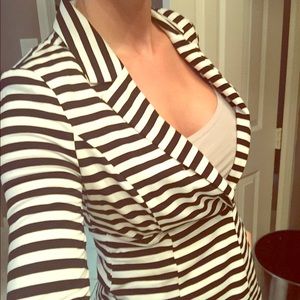 Black and White Striped Blazer